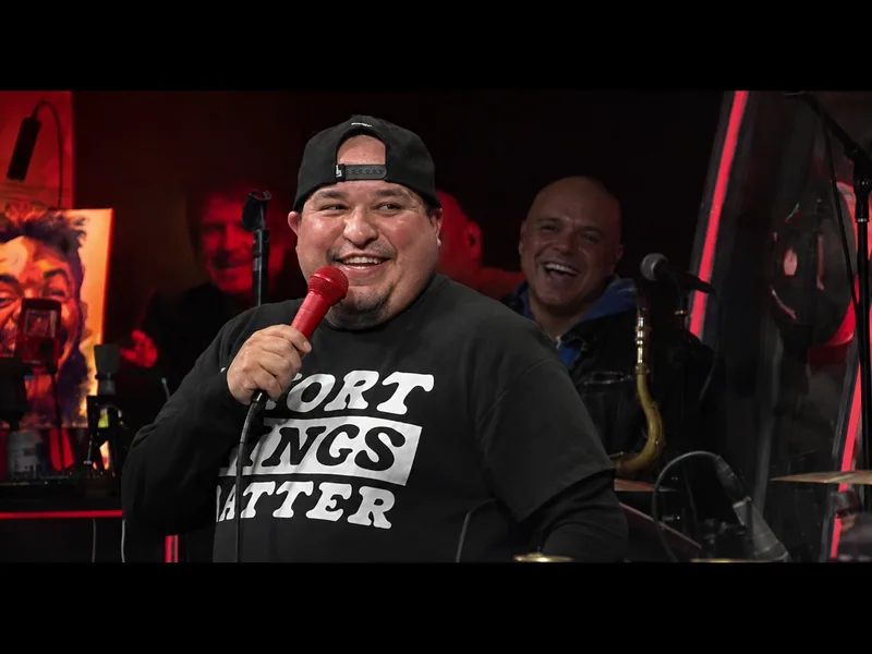 Sancho laughing on stage